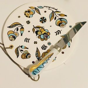Vintage Cheese Plater with Attached Knife